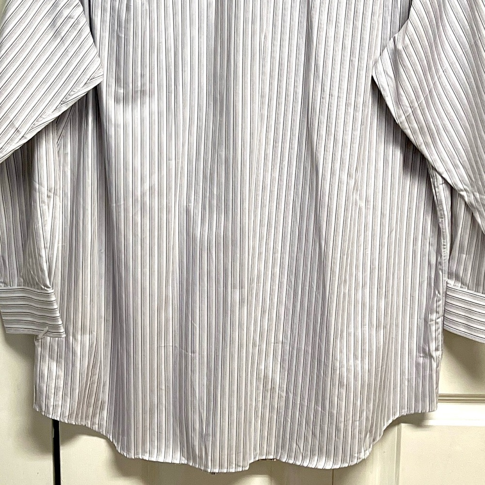 Paul Fredrick White & Light Green Pinstripe Pocket Dress Shirt Size 17 NWOT - Picture 7 of 7